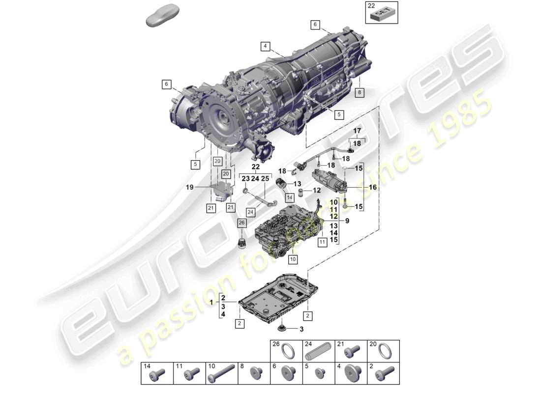 porsche 2025 (cayenne e3 pa) 8-speed boîte de vitesses automatique pour véhicules à propulsion hybride mécatronique avec pompe à huile logicielle refroidisseur d'huile de boîte de vitesses carter d'huile de transmission schéma des pièces
