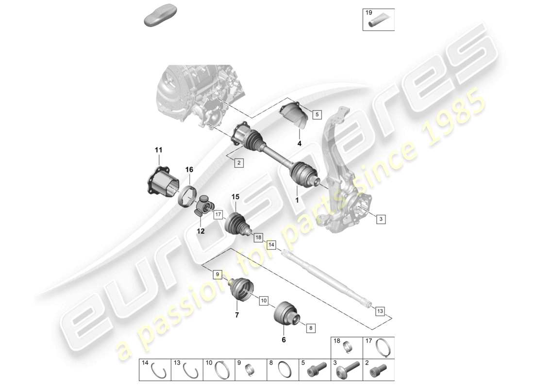 porsche 2025 (cayenne e3 pa) arbre de transmission essieu avant schéma des pièces