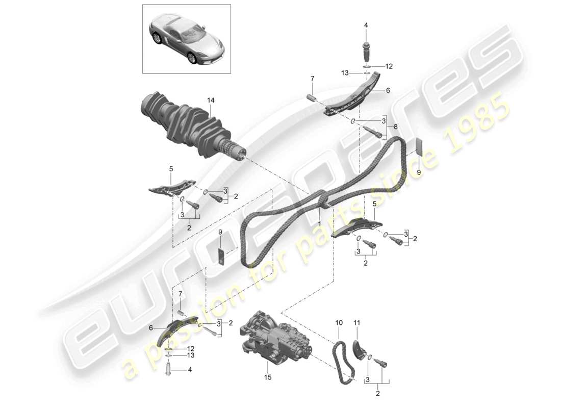 porsche 2022 (718 boxster) chaîne de distribution schéma des pièces