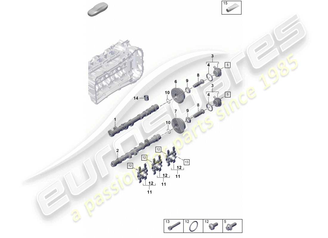 porsche 2025 (718 boxster spyder) diagramme des pièces de l'unité de réglage de l'arbre à cames