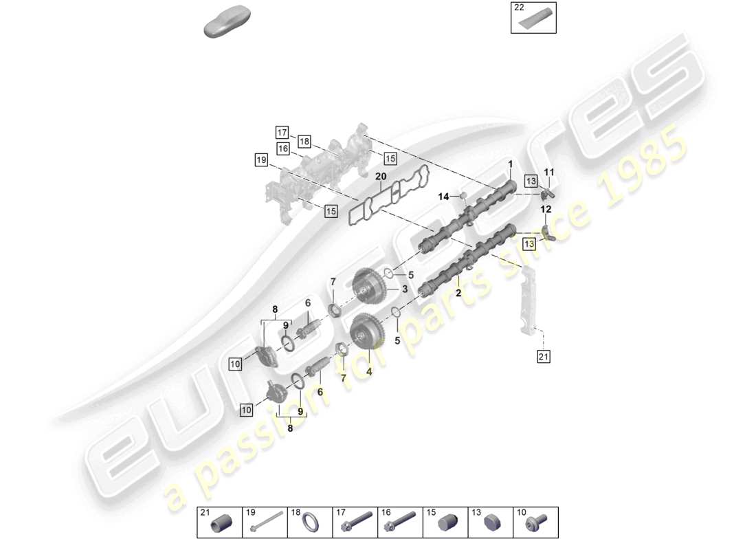 porsche 2023 (718 boxster) diagramme des pièces de l'unité de réglage de l'arbre à cames