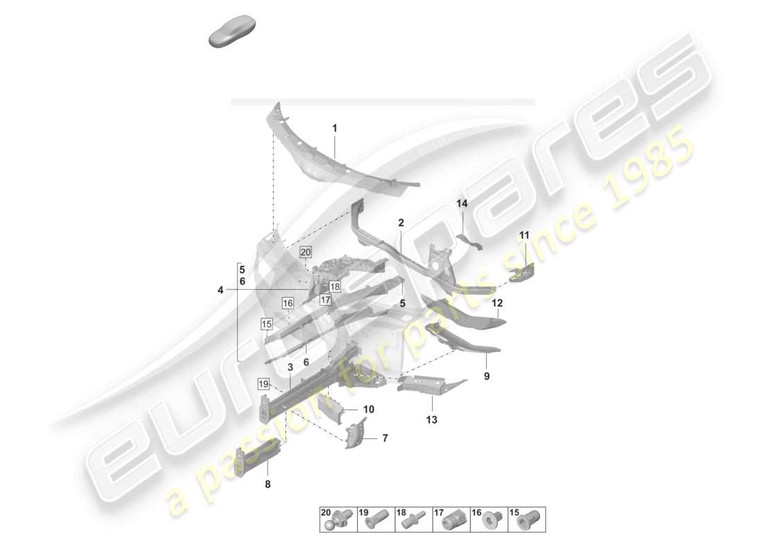 porsche 2022 (taycan 9j1-1) partie avant élément latéral montage de la jambe de suspension diagramme des pièces