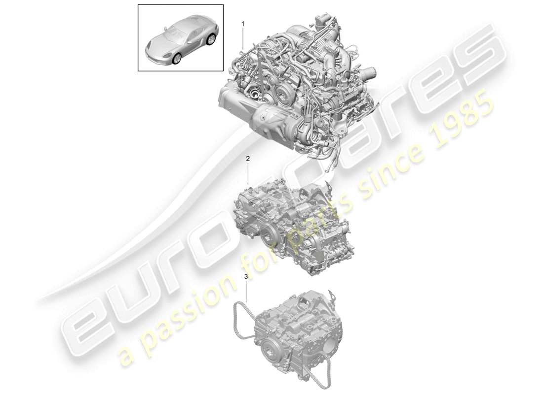 porsche 2025 (718 cayman) moteur de remplacement mais sans : disque d'embrayage - pdk - boîte de vitesses mais sans : volant moteur boîte de vitesses manuelle inclus compresseur climatisation schéma des pièces
