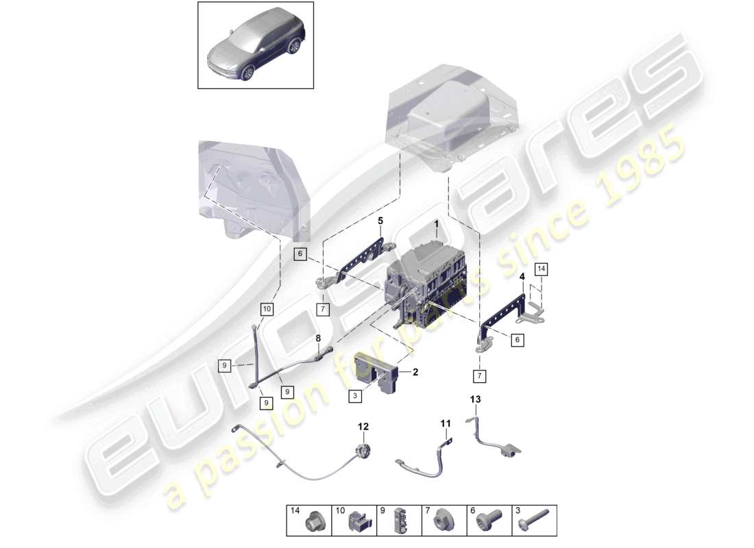 porsche 2023 (cayenne e3 9ya/9yb) électronique de puissance et de commande - pour entraînement électrique schéma des pièces