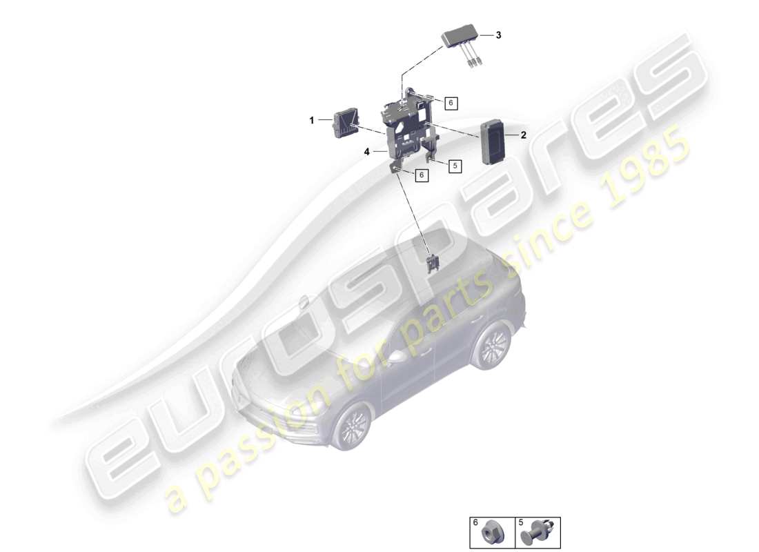 porsche 2023 (cayenne e3 9ya/9yb) unité de contrôle pour la surveillance en temps réel (rtm) et schéma de la partie aérienne