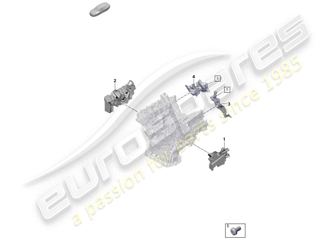 porsche 2025 (cayenne e3 pa) diagramme des pièces d'isolation phonique du carter de vilebrequin