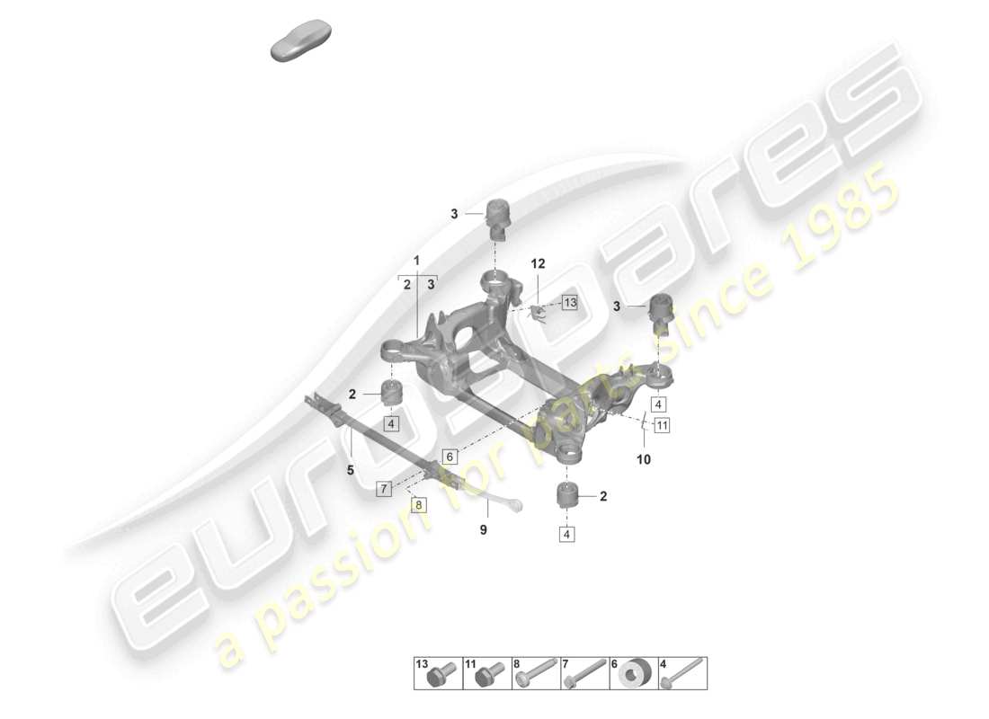 porsche 2022 (taycan 9j1-1) sous-châssis de suspension schéma des pièces