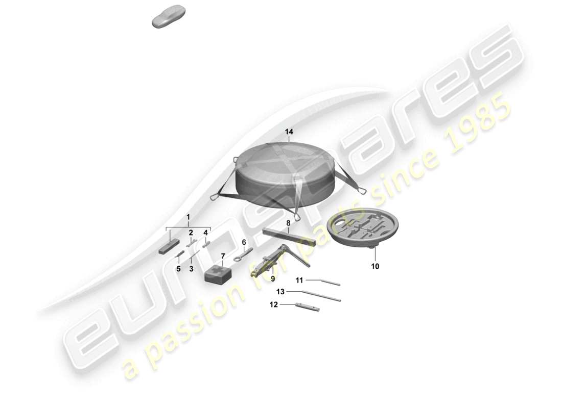 porsche 2026 (taycan 9j1-2) schéma des pièces du cric à outils