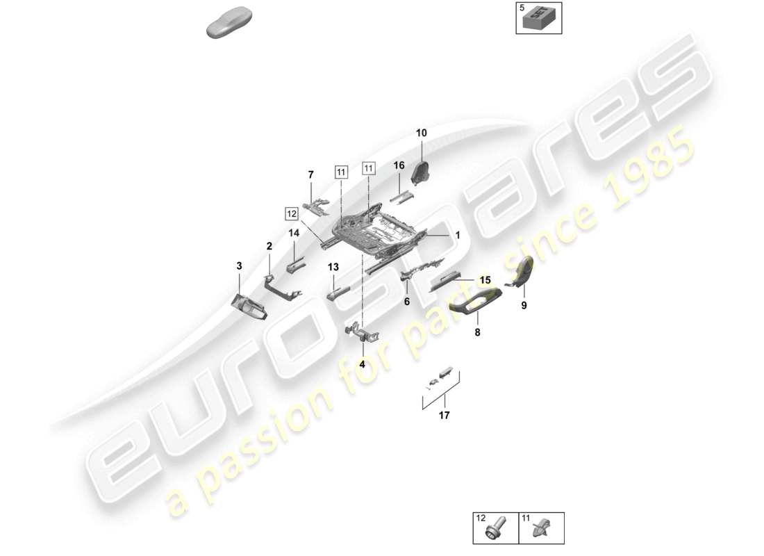 porsche 2026 (taycan 9j1-2) cadre de siège accessoires divers siège standard diagramme des pièces