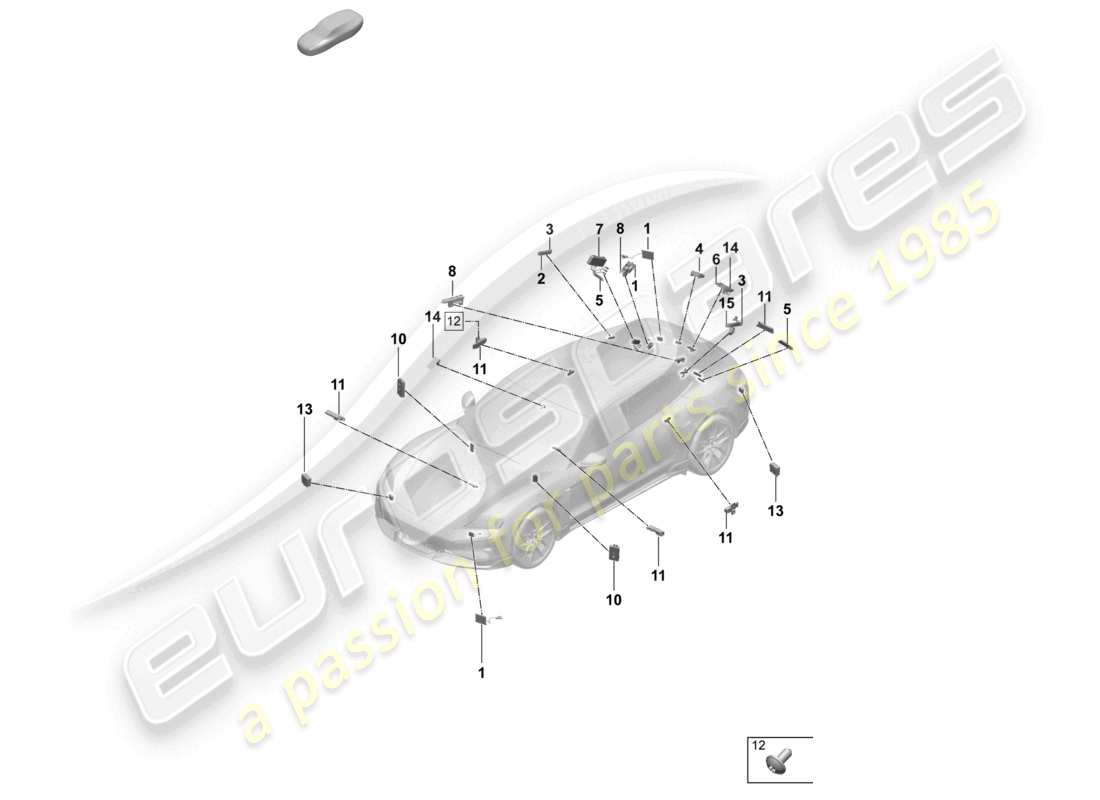 porsche 2026 (taycan 9j1-2) lecteur de carte à puce arrière pour système de péage routier diagramme des pièces