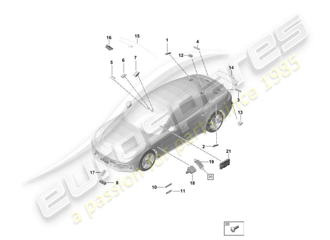 porsche 2021 (panamera 971-1) amplificateur d'antenne ligne de connexion d'antenne ligne de connexion de données schéma des pièces
