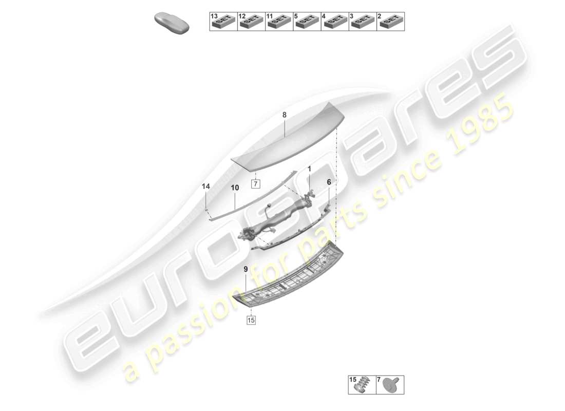 porsche 2022 (taycan 9j1-1) spoiler arrière schéma des pièces