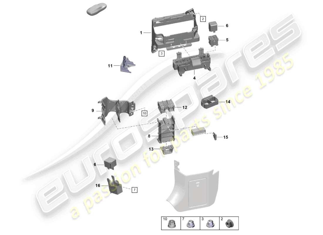 porsche 2021 (718 cayman gt4) schéma des pièces du tableau de bord du système électrique central