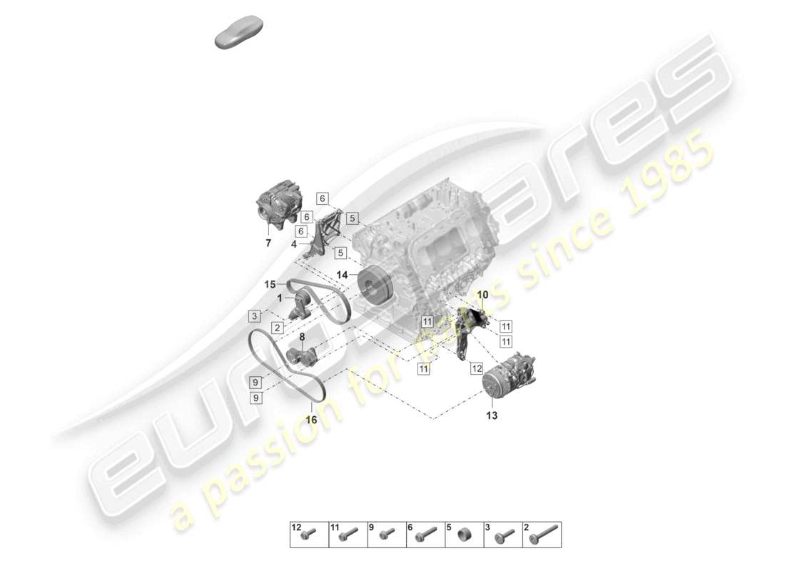 porsche 2024 (panamera 971-2) diagramme des pièces du tendeur de courroie poly-v