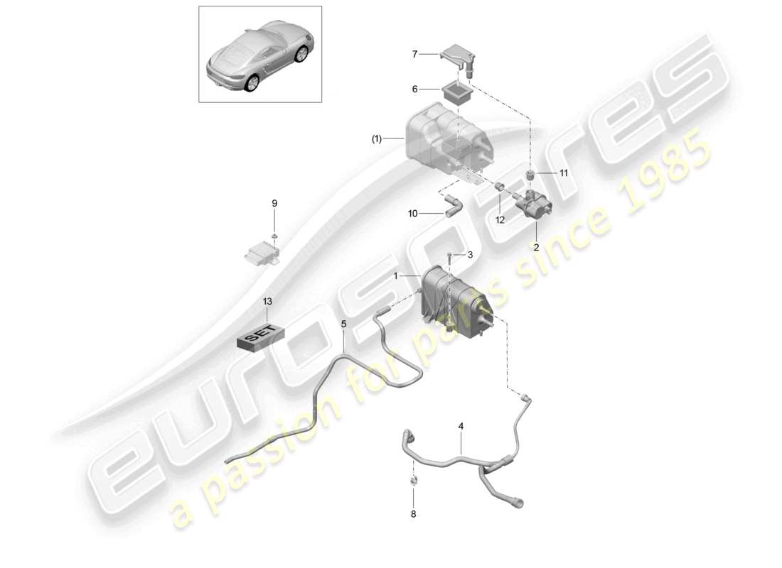 porsche 2024 (718 cayman) récipient de charbon actif schéma des pièces