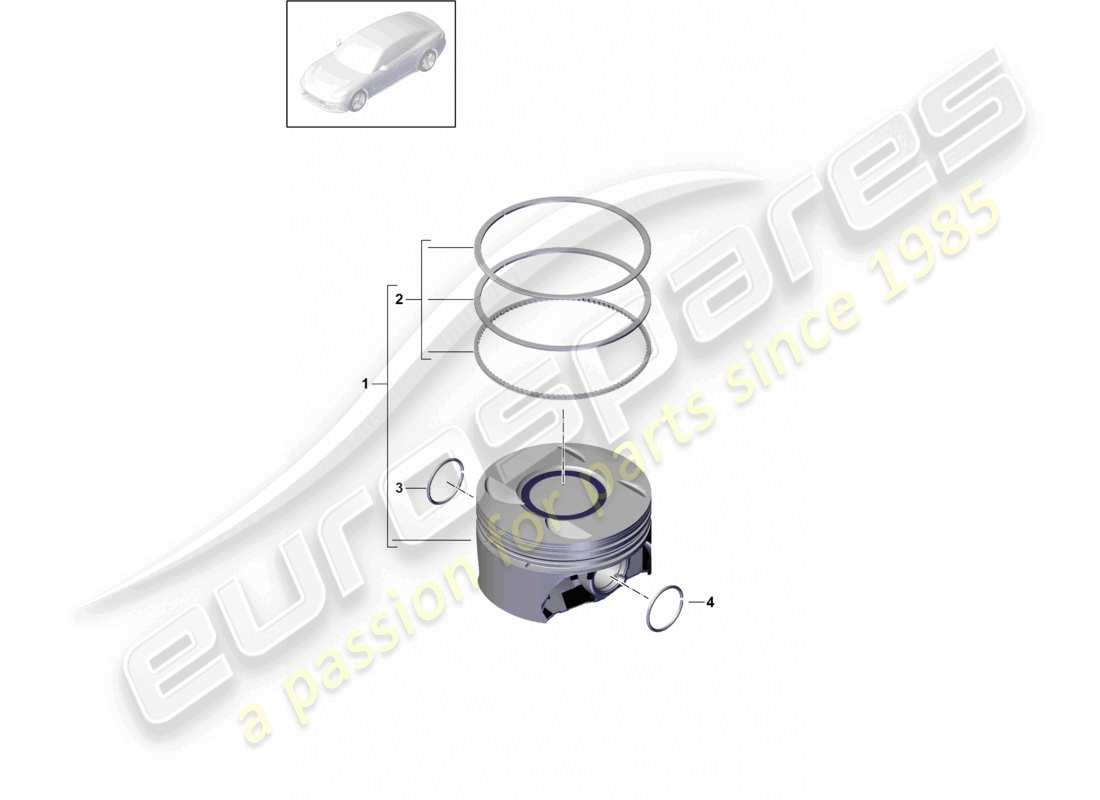 porsche 2021 (panamera 971-1) schéma des pièces du segment de piston