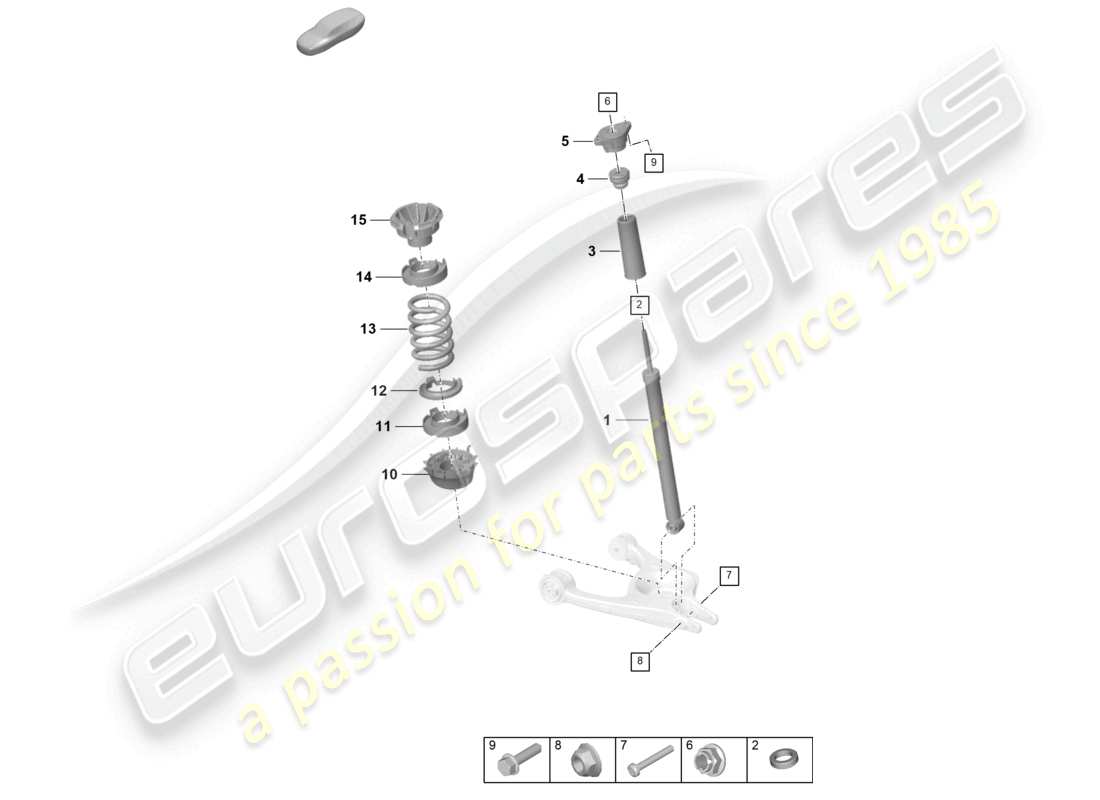 porsche 2023 (taycan 9j1-1) jambe de suspension complète amortisseurs pièces détachées schéma des pièces