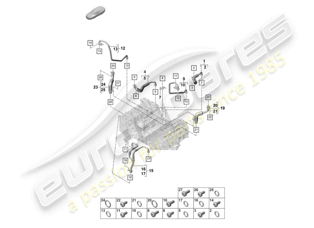 porsche 2022 (panamera 971-2) système de refroidissement du liquide de refroidissement pour turbocompresseur conduite de pression d'huile pour turbocompresseur à gaz d'échappement schéma des pièces
