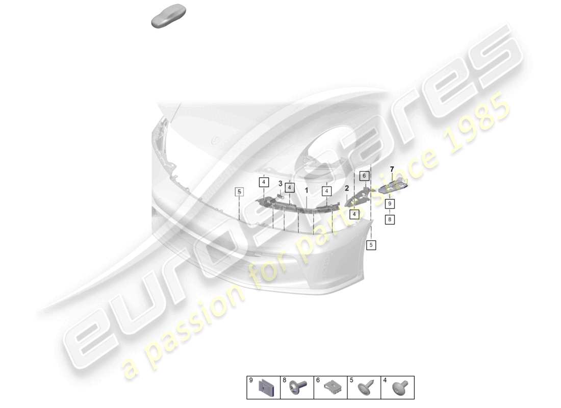 porsche 2023 (992-1 gt3/rs/st) diagramme des pièces de fixation du pare-chocs