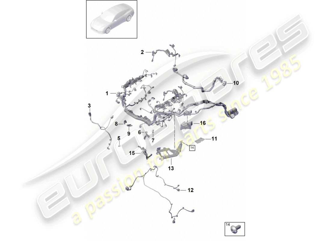 porsche 2021 (panamera 971-1) faisceaux de câbles moteur schéma des pièces