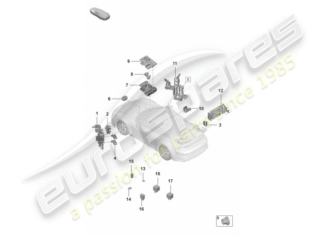 porsche 2023 (992-1 gt3/rs/st) tableau de bord électrique central schéma des pièces