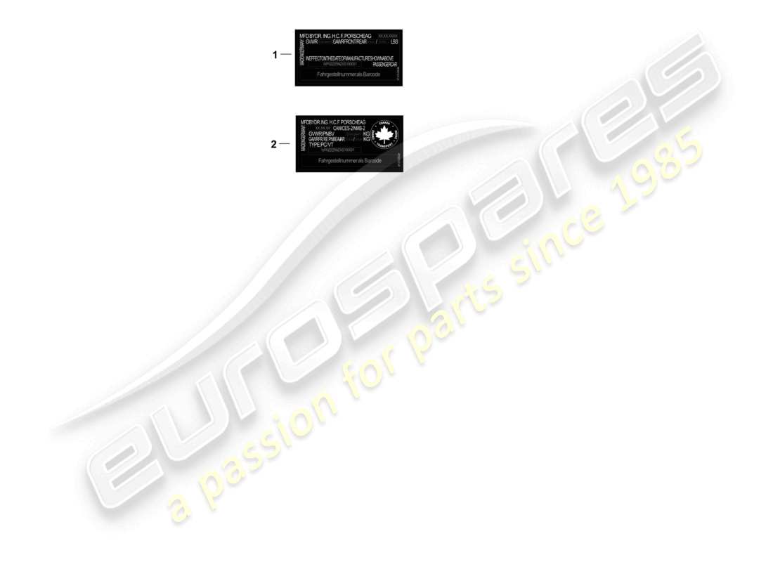 porsche 2026 (panamera 976) étiquette de données certificat de sécurité schéma des pièces