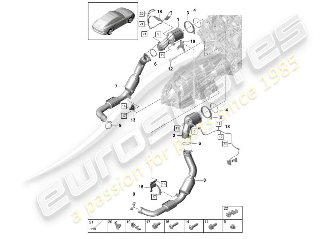 porsche 2021 (panamera 971-1) système d'échappement catalyseur sonde lambda d >>- 16.06.2019 pour déterminer les pièces, veuillez tenir compte de l'équipement actuel du véhicule. schéma des pièces