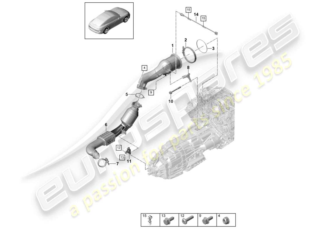 porsche 2021 (panamera 971-1) système d'échappement convertisseur catalytique schéma des pièces