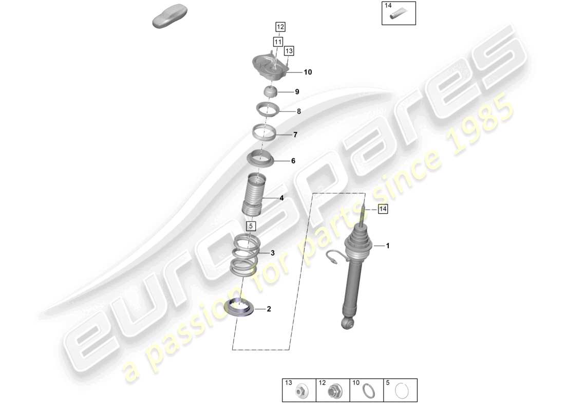 porsche 2023 (992-1 gt3/rs/st) diagramme des pièces des amortisseurs de suspension