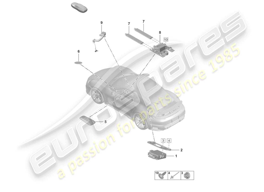 porsche 2024 (992-2 turbo / s) pièces détachées carte de conducteur de suivi de véhicule vts diagramme des pièces