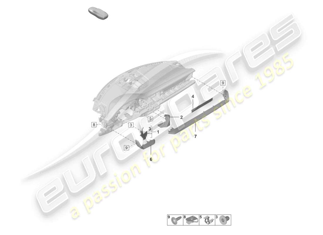 porsche 2022 (992-1 gt3/rs/st) tableau de bord des accessoires schéma des pièces