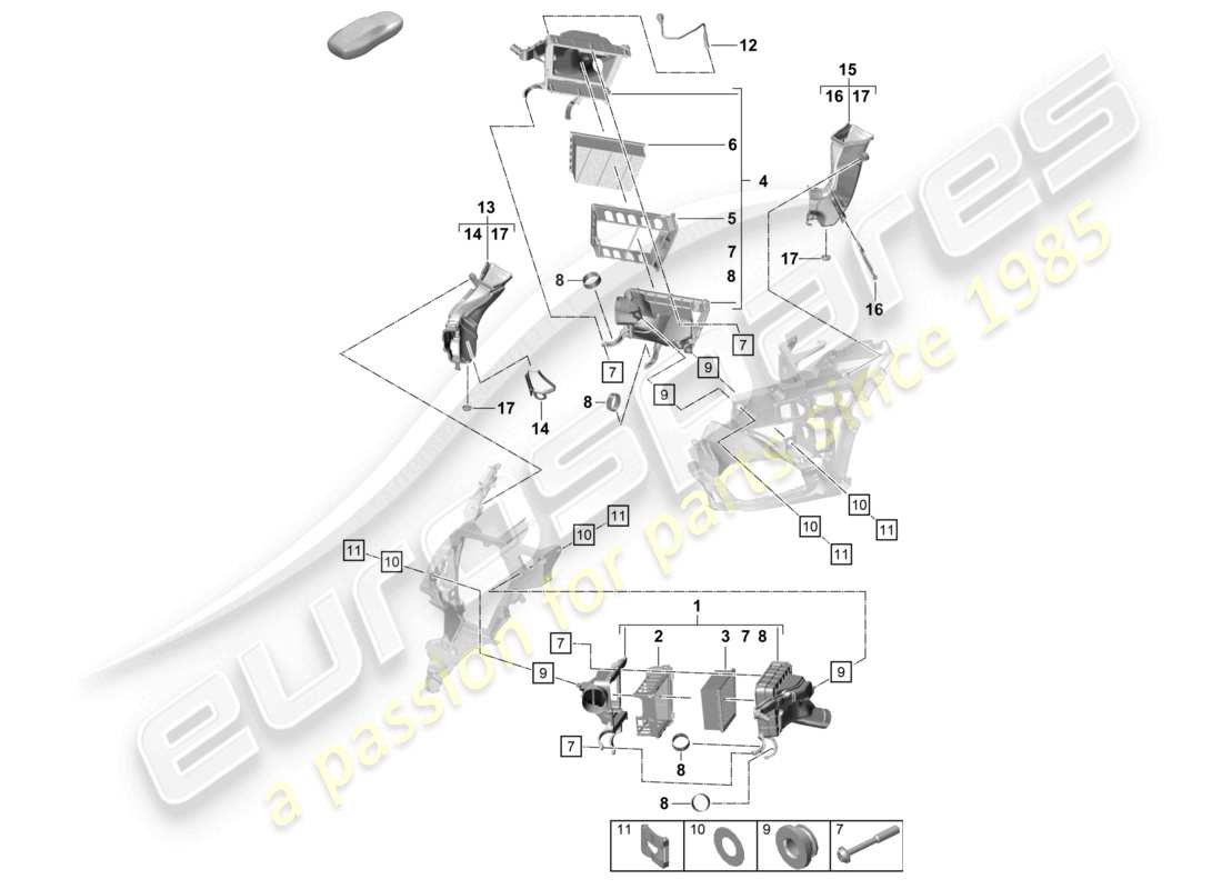 porsche 2022 (992-1 turbo / s) filtre à air schéma des pièces
