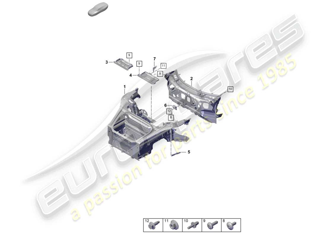 porsche 2024 (992-2) schéma des pièces de la partie avant (complète)