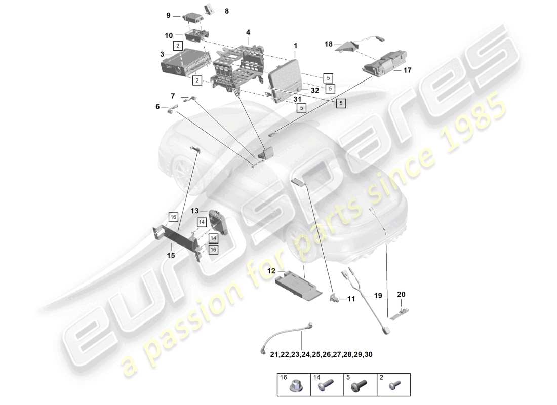 porsche 2022 (718 boxster spyder) panneau de contrôle système de navigation ordinateur central microphone tv caméra schéma des pièces