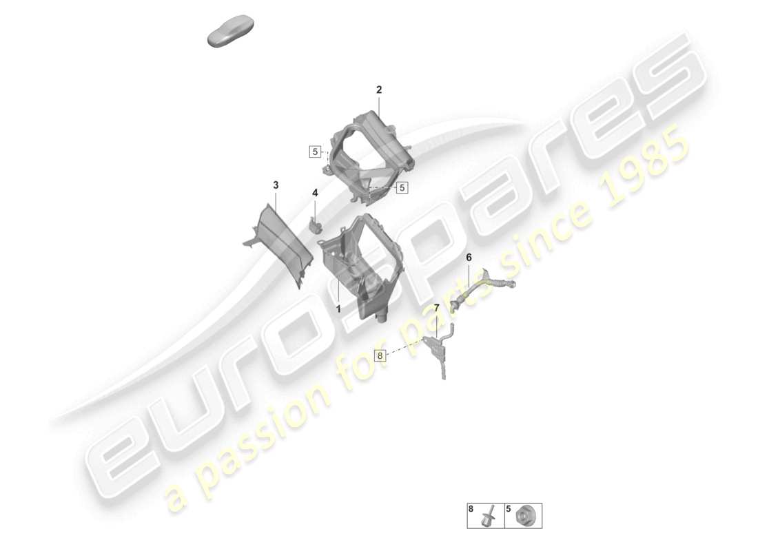 porsche 2020 (taycan 9j1-1) schéma des pièces du boîtier d'eau d'admission d'air frais pour climatiseur/chauffage/réchauffeur auxiliaire