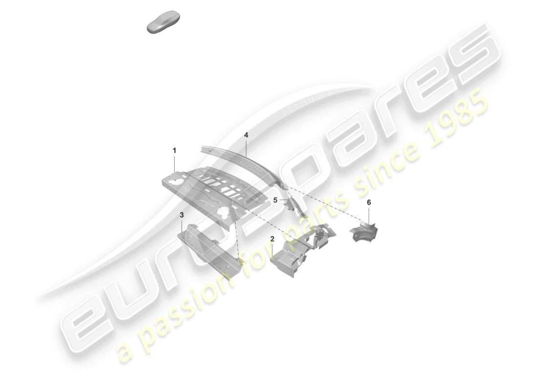 porsche 2020 (taycan 9j1-1) plaque de liaison plage arrière - toit schéma des pièces