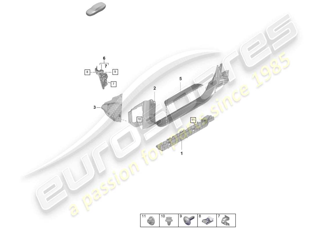 porsche 2022 (taycan 9j1-1) schéma des pièces de la bande de garniture de seuil avant