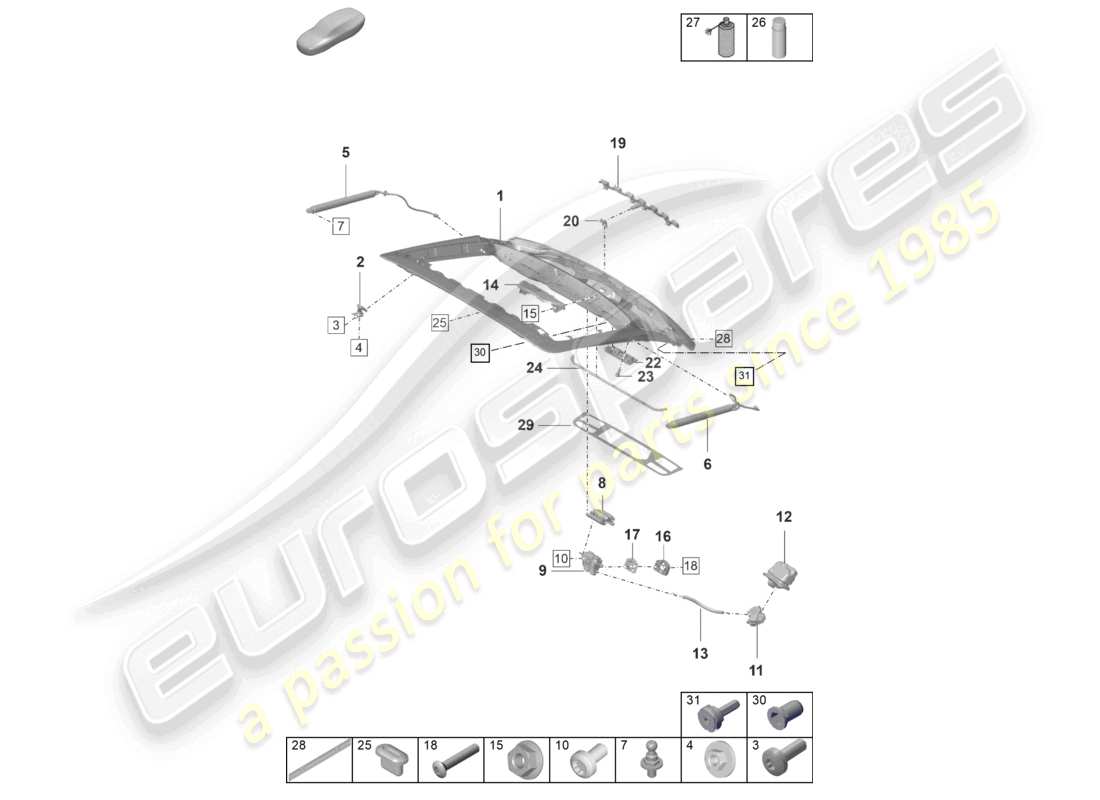 porsche 2024 (panamera 971-2) couvercle arrière schéma des pièces du couvercle arrière