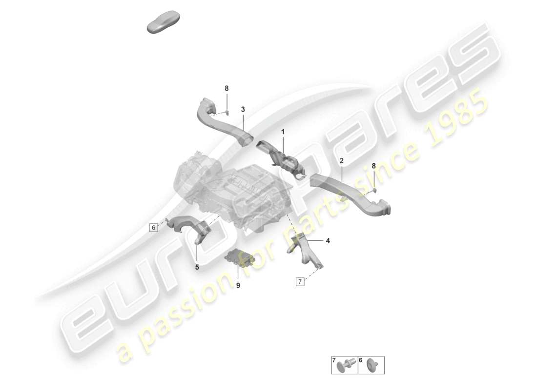 porsche 2021 (992-1 gt3/rs/st) schéma des pièces du guide d'air intérieur de la climatisation