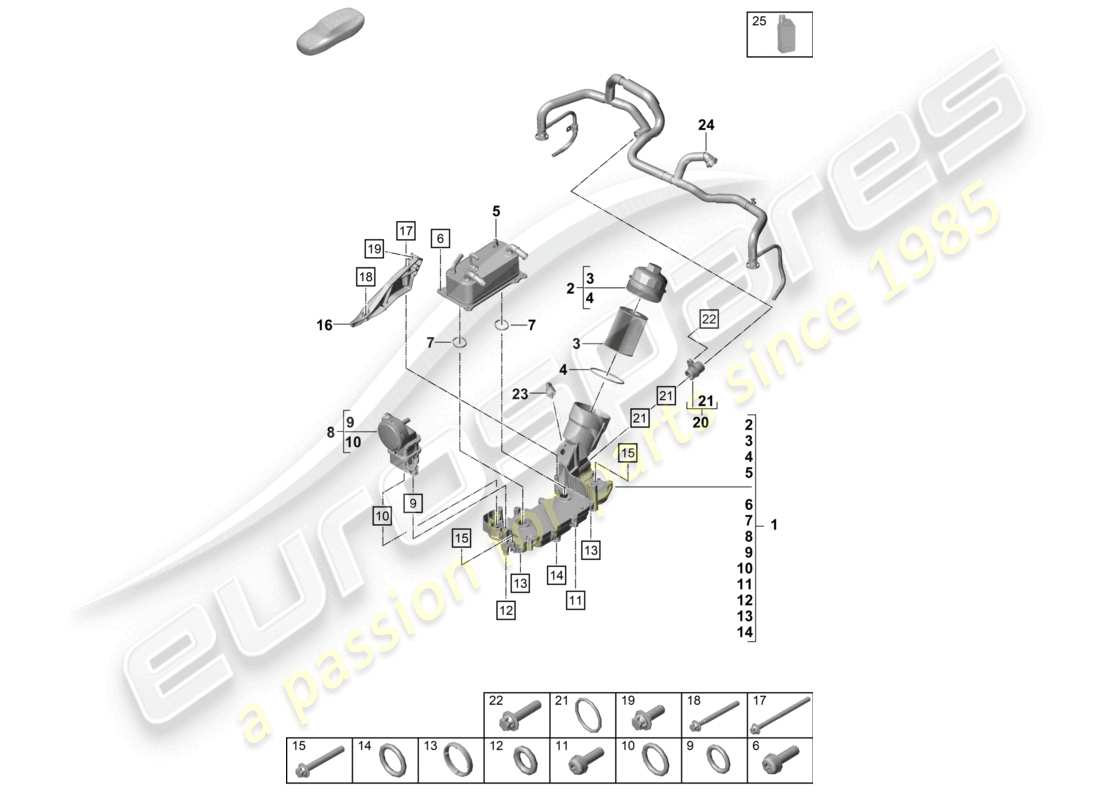 porsche 2022 (992-1 turbo / s) filtre à huile console huile moteur schéma des pièces