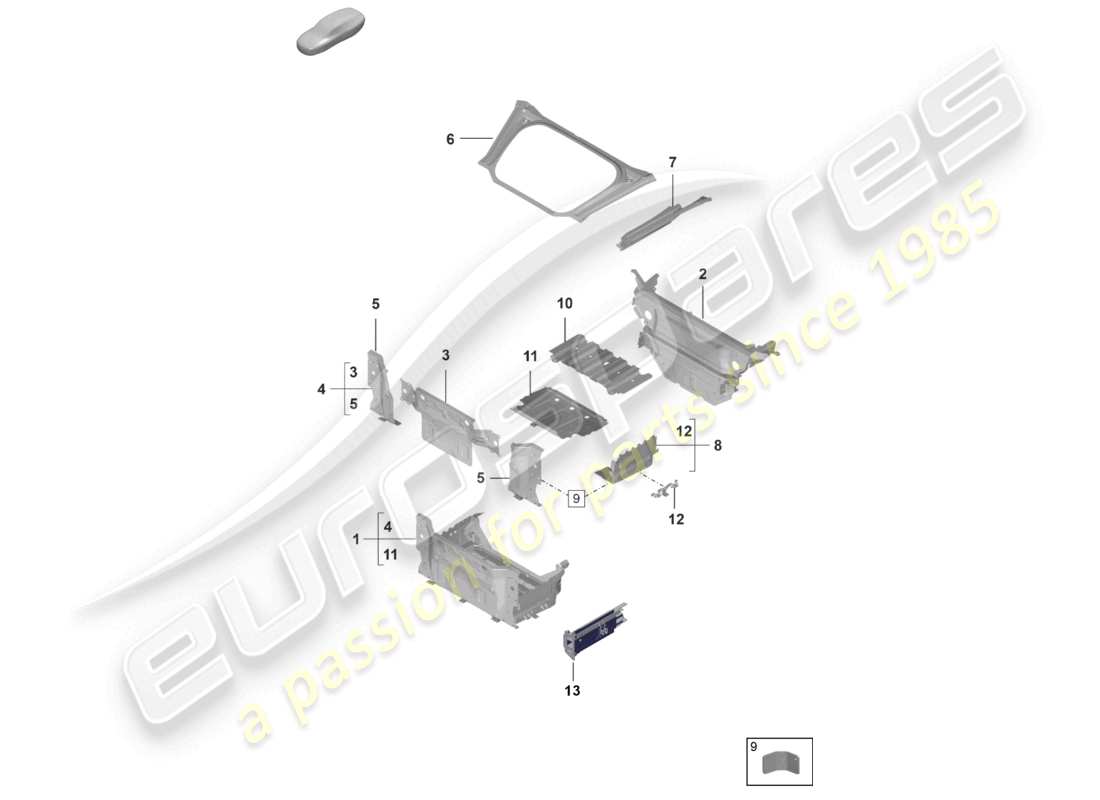 porsche 2025 (992-2 gt3/rs/st) plancher de coffre avant pièces détachées schéma des pièces