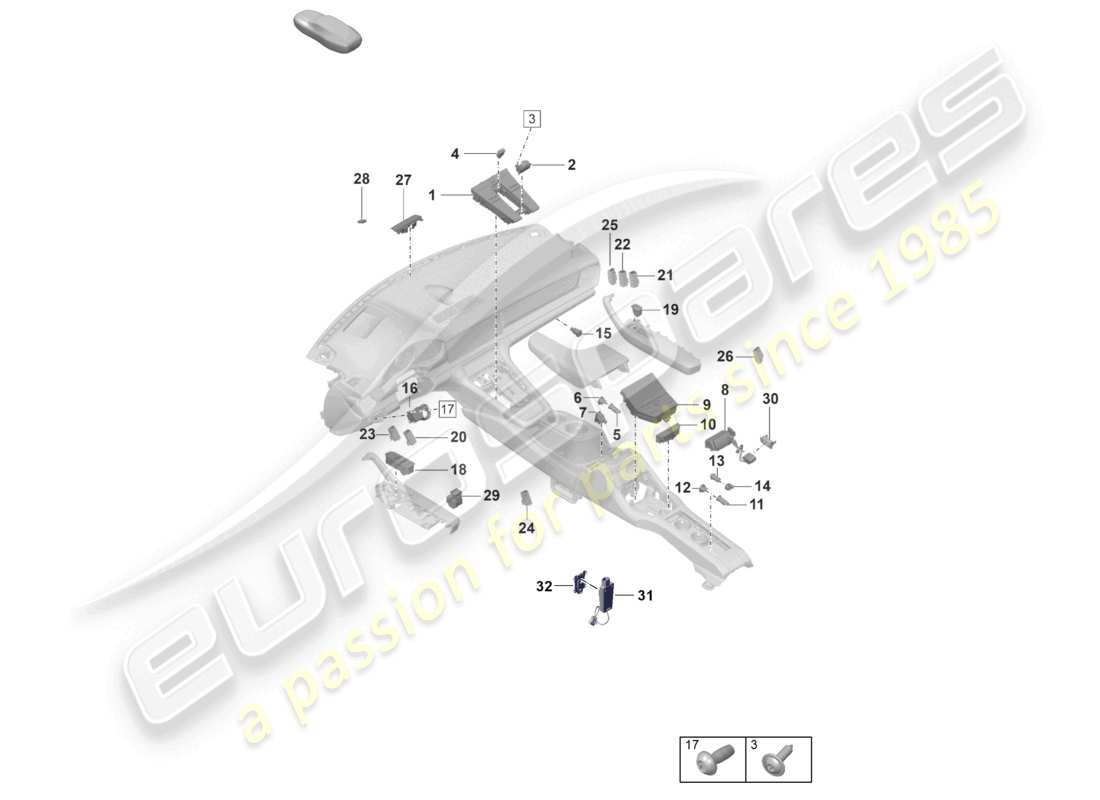 porsche 2022 (panamera 971-2) panneau de commande climatisation interrupteur de commande interrupteur multiple convertisseur de tension schéma des pièces