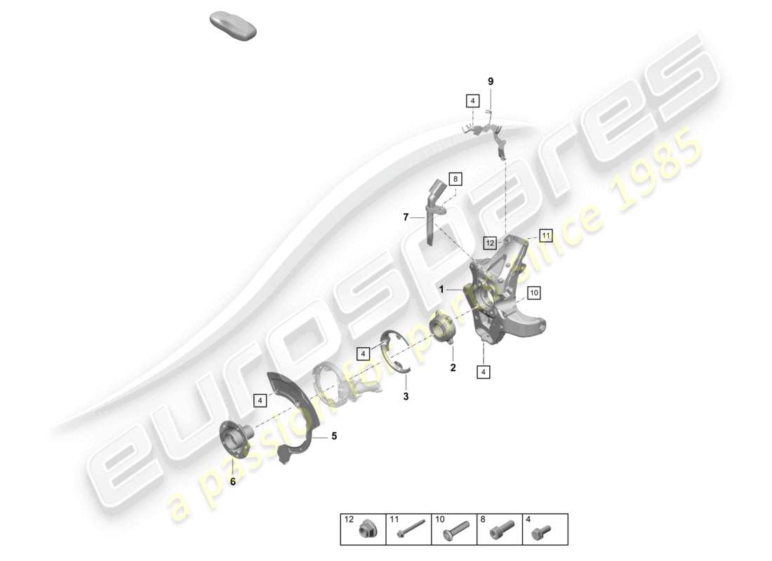 porsche 2020 (718 cayman gt4) schéma des pièces du moyeu de roue du support de roue