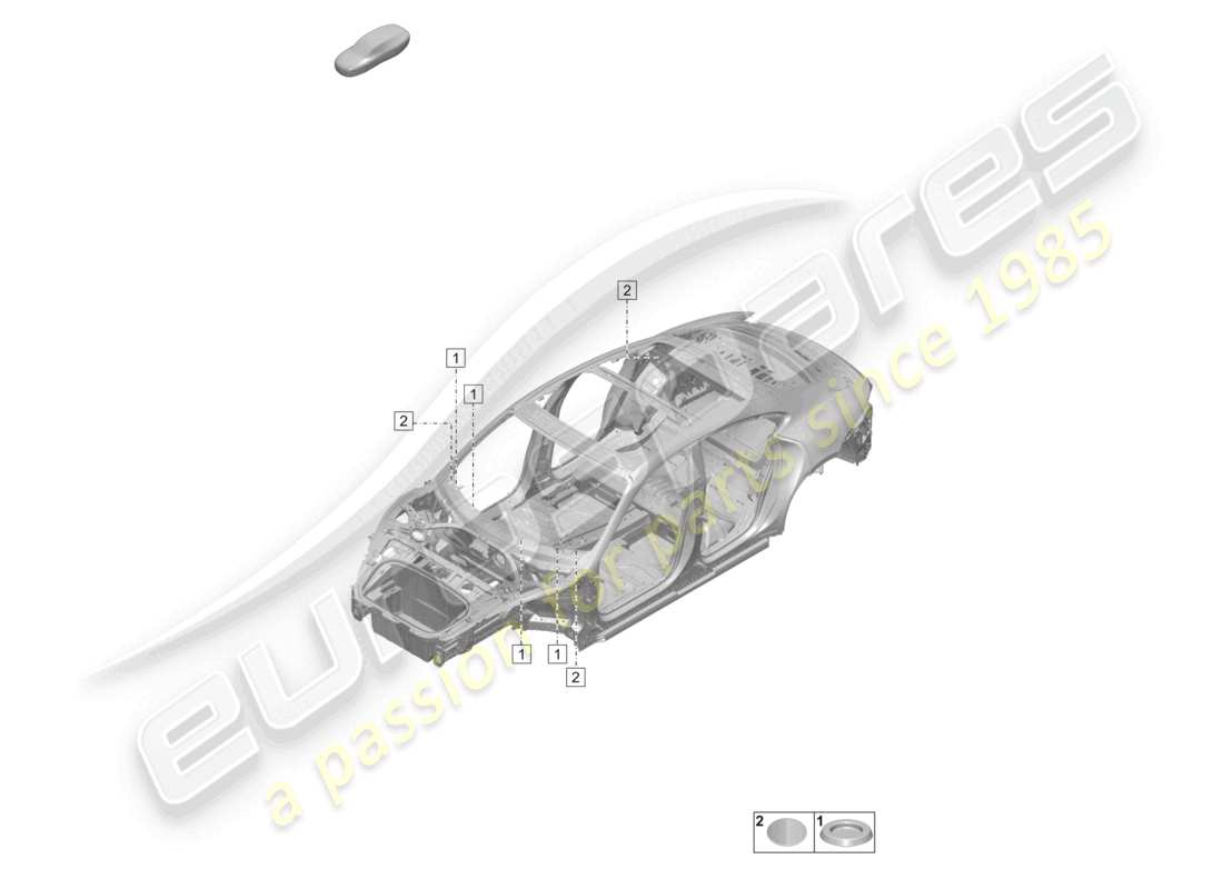porsche 2022 (taycan 9j1-1) schéma des parties intérieures du pare-feu