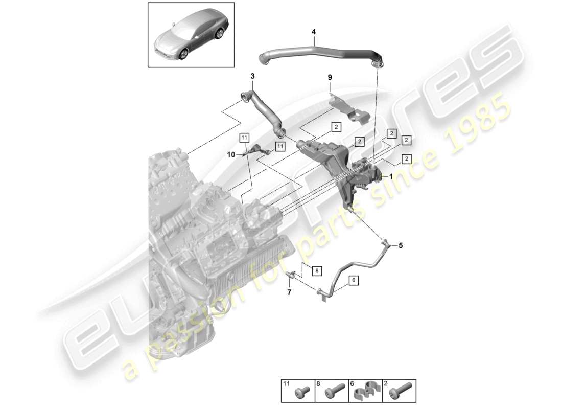 porsche 2021 (panamera 971-1) ventilation du carter de vilebrequin schéma des pièces