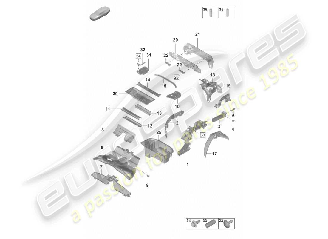 porsche 2022 (panamera 971-2) diagramme des pièces du longeron arrière