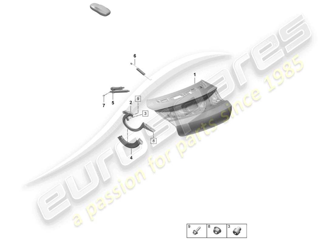 porsche 2026 (taycan 9j1-2) schéma des pièces du couvercle arrière