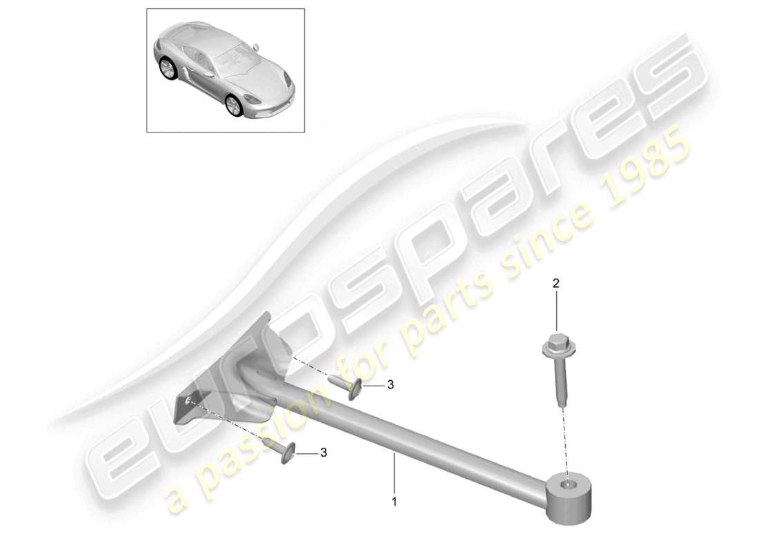 porsche 2024 (718 cayman) schéma des pièces de la jambe de force du dôme