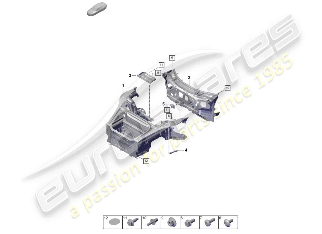 porsche 2026 (992-2 gt3) schéma des pièces de la partie avant (complète)