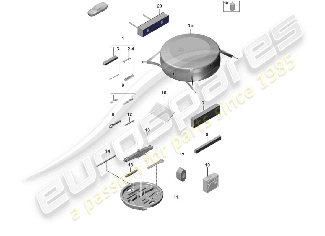 porsche 2024 (panamera 971-2) schéma des pièces du cric à outils